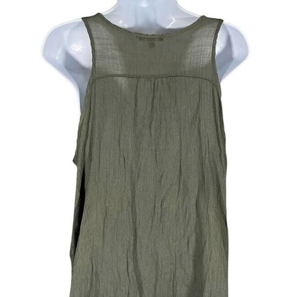 Fashion Nova Blouse Women's Sz L Olive Green Hi-Lo Hem Tank Top Lightweight - Picture 8 of 13